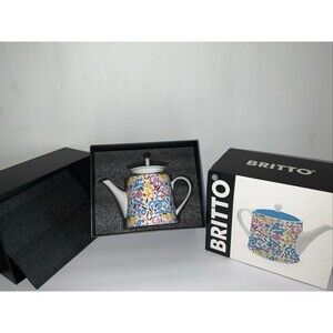 ROMERO BRITTO FINE BONE CHINA BRUSH STROKES SERIES 28.7oz. COFFEE POT TEAPOT NIB